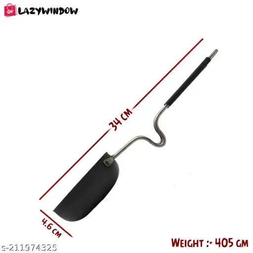 LAZYwindow Superior Iron Tadka Pan/Fry Pan/Pot & Pan with Stainless Steel Handle 12cm Diameter (Non-Coated) Black-S0529