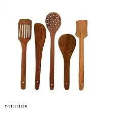 MULTISPACE (Set of 5) multipurpose Wooden Cooking Spoon Utensils Set for Non Stick cookware and Serving - Handmade Wooden Spatula