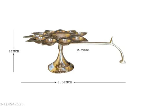 Craft World Dasmukhi Arti Diya,Aarti Standten Face Cutting Diya | Dasmukhi Diya Brass Table, Dasmukhi Pradeep(Height: 3 Inch)