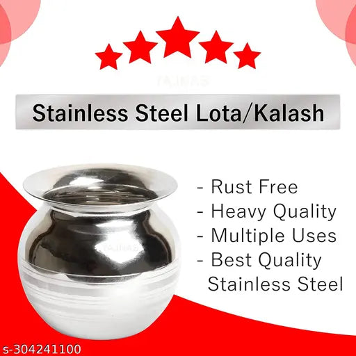 Stainless Steel Water Lota/Kalash/Chambu/Tumbler for Pooja/Pongal/Marriage/Karvachauth / Lota for Puja pack 2