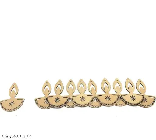 Unfinished Diwali Diya/Lamp Wooden Cutout Type-A (Pack of 10) | DIY Rangoli & Wall Hanging (9 cm X 7 cm, Beige / Wooden Colour)