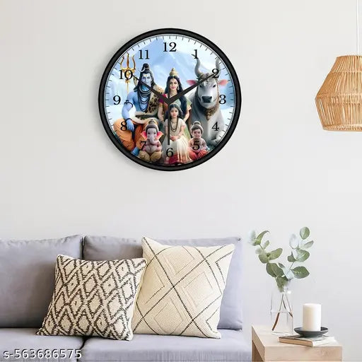 Shiv Parivar Decorative Wall Clock – 12 Inch (Analog)