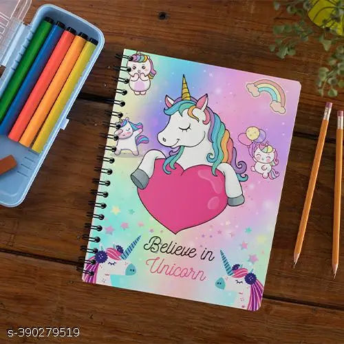 Unicorn Notebook (COMBO SET) Stylish Cute Notebook A5 Size Writing Drawing For Girls Kids & Adults Daily Book Journal Wirebound Spiral Diary girls set unicorn stationery set 160 Pages