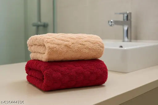 Microfiber Towels for Bath Large Size-Super Soft Coral Fleece Bathing Towel Hook Quick Dry Super Absorbent-Bath Towel for Men and Women-70x140 cm, Pack of 2