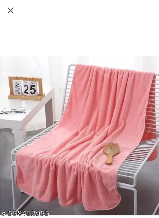 Microfiber Towels for Bath Large Size-Super Soft Coral Fleece Bathing Towel with Hook Quick Dry Super Absorbent-Bath Towel for Men and Women-70x140 cm (Pack of 1)