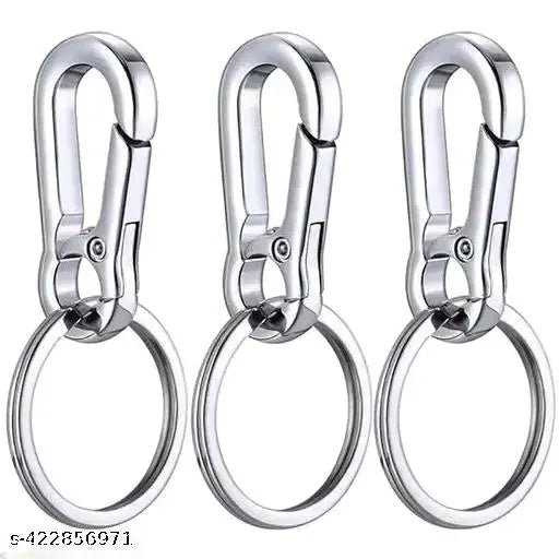 3 PCS Metal Keychain Clip with Key Ring Keychain Lanyard Snap Hook for Car Keys, Dog Tag and Key Chain (Simple Keyring)