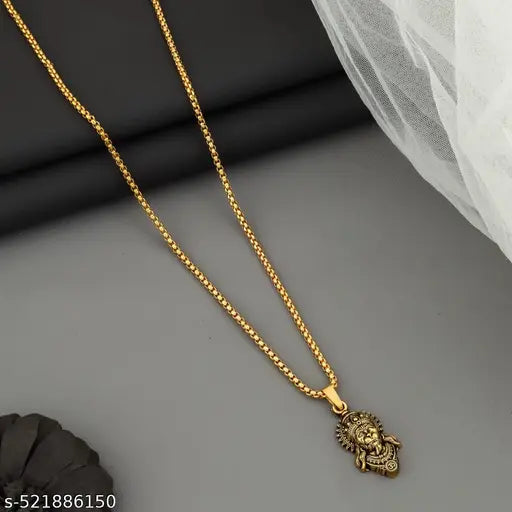 Divine Gold-Plated Lord Hanuman Pendant with Chain – Powerful Spiritual Necklace for Men & Women