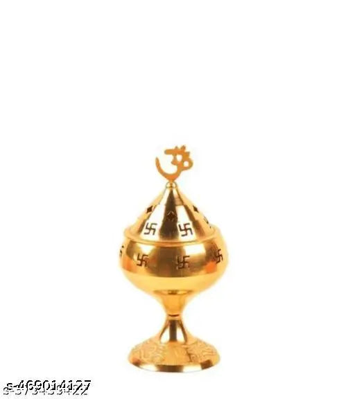 ELITETOUCH   Akhand Jyot - Gold Plated Brass Oil Lamp Akhand Jyot Diya Deepak OM Swastik Hindu Puja Religious