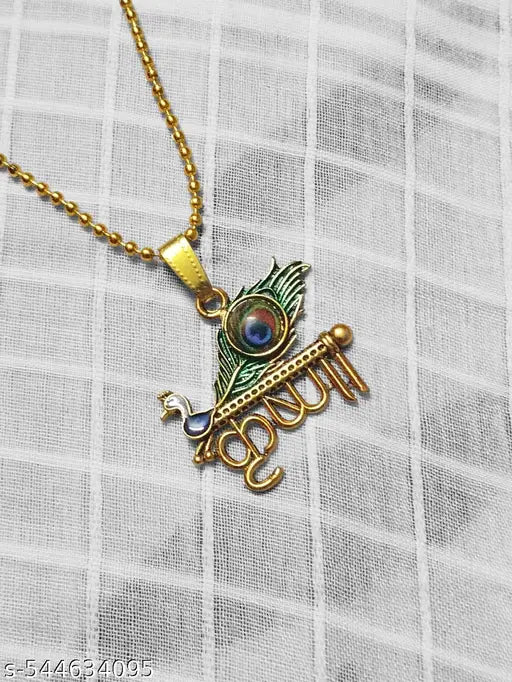 Spiritual Gold-Plated Lord Krishna Pendant & Chain