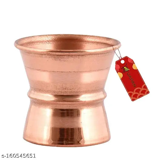 UAPAN Copper puja, Temple Damru Shape Panchpatra (Pack of 1 Pieces, Gold) Glass Set Water/Juice Glass  (50 ml, Copper, Gold)  Puja Articles