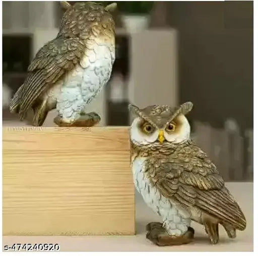 Owl Statue Office Animal Figurine Sculpture Home Decor Side 12x9x14.5cm Decorative Showpiece - 12 cm  (Resin, Multicolor)
