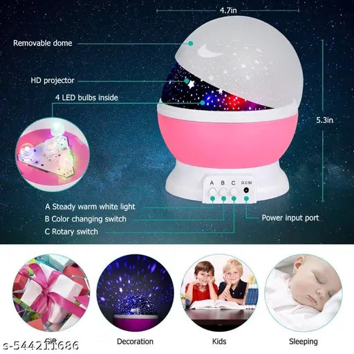 Star Master Moon Night Light Lamp Projector with Colors and 360 Degree Moon Star pack of 1