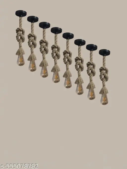 Hanging Rope Light, Decorative Light Pack of 8 Without Bulb ( Brown )- Home Decor, Fancy Light, Stylish Light,