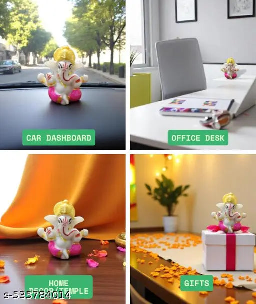 Pavitra Paridhan Ganesha Idol for Car Dashboard, Home Decor, Office Desk, Showpiece Gift - Car Dashboard Accessories Idols - Festival Gift | 2.5 x 2.5 Inch