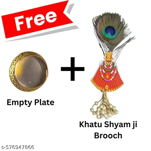 Trendy Shrinath Ji MDF Puja Thali Combo with Roli Chawal Dry Fruits Nariyal & Free Khatu Shyam Ji Brooch | Designer Pooja Plate for Janmashtami Raksha Bandhan Festival | Decorative Puja Thali Under 349