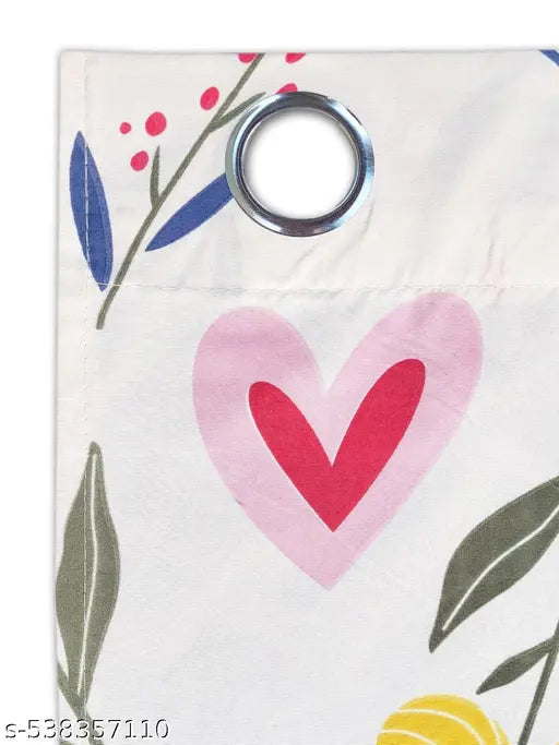 ANA Window Curtain 5 Feet Floral  Set of 2 Cotton Curtain for Windows Multicolor 2pcs