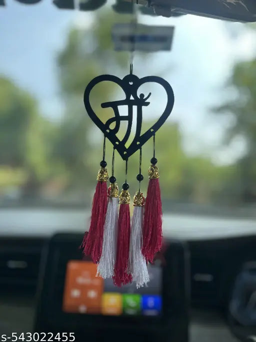 Maa Heart Shape Dream Catcher – Latkan Car Hanging for Positive Vibes | Handmade Wall & Car Decor | Ideal for Gifting, Meditation Room, Yoga Space, Temple & Home Decoration