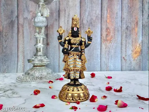 SHINDE EXPORTS Govinda Idol for car Dashboard/Balaji murti for car/tirupati Balaji murti/Balaji Statue for Pooja Room (Gold)