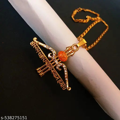 4 combo Trending gold plated religious shree  khatu shyam ji Khatu Shyam locket necklace with golden biscuit chain for boy/men and girls/ women...