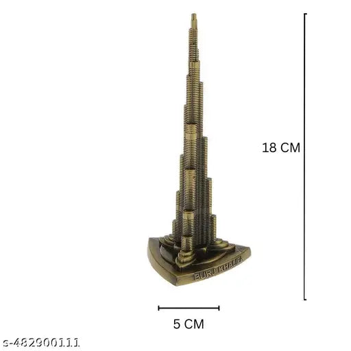 Burj Khalifa Building Replica Statue, Antique Bronze Finish, Dubai Landmark Collectible Model