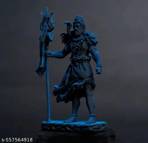 3D Printed Lord Shiva Standing Idol – UV Resin Mahadev Murti for Home, Office, Car & Gifting – Royal Blue Finish