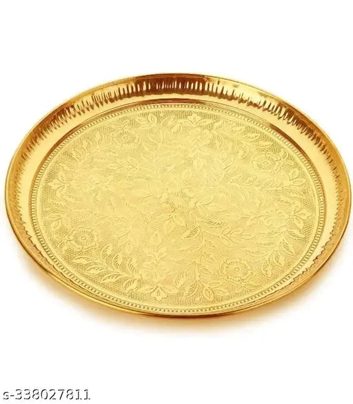 8 inch Handcrafted Brass Thali/Aarti Plate for Puja/Worship,Diwali gifts, handicrafts, home décor, return gifts, special occasions, birthdays, karwa chauth, wedding