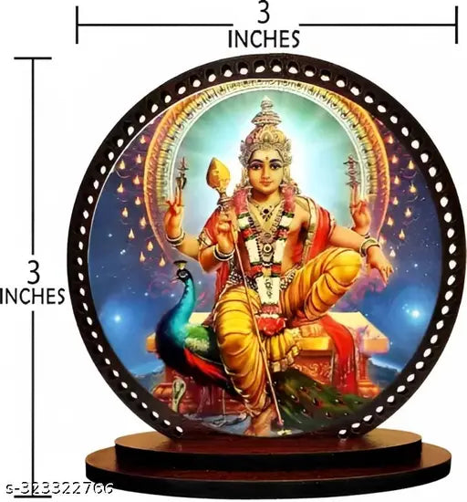 Giftlab  Lord Kartikeya Dashboard idol for Car and Home Decorative Showpiece - 3 cm  (Wood, Multicolor)