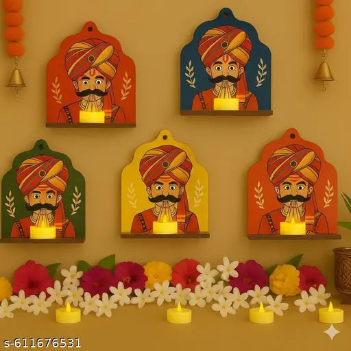 Tealight candle Holder for Diwali Decoration Tealight Holder Set  (Multicolor, Pack of 5)