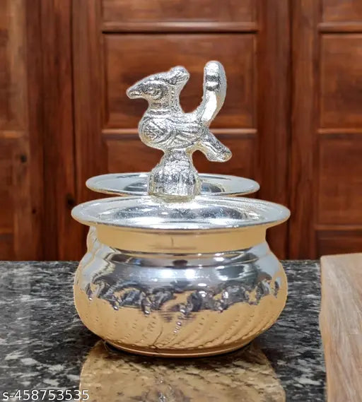 Sigaram Brass 4x3 Inch 2 Cup Panchwala Kum kum Bharani For Home Pooja Decore K4574