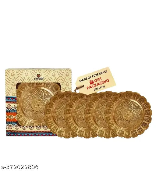 Brass puja plate pack of 6
