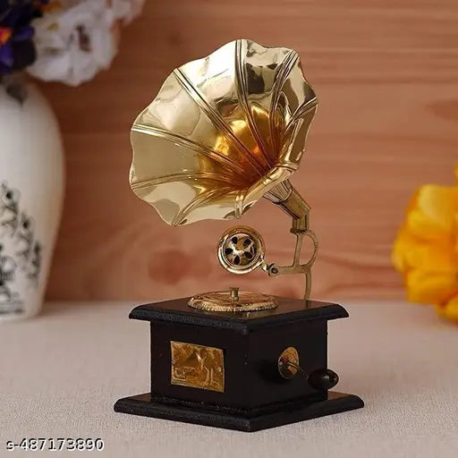 Gramophone Dummy Vintage Brass  Decorative| Rajasthani Decorative| Desk Accent| Gift| Showpiece| Interior Decoration Item| Room Decor| Home Decor| Handicraft
