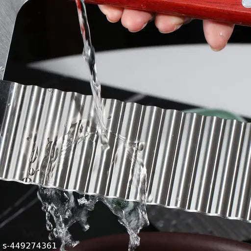 Takositio Crinkle Cutters, Crinkle Cutting Tool French Fry Slicer Stainless Steel Blade Wooden Handle Vegetable Salad Chopping Knife, 1 Pack