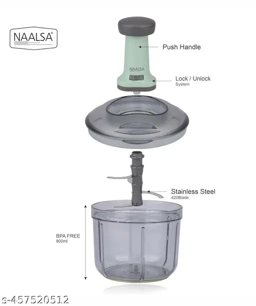 REVOLUTION EXIM 900ml Large Quick & Powerful Hand Held Food Chopper to Chop & Cut Fruits, Vegetables, Herbs, Onions for Salsa, Salad, Pesto, Hummus, Guacamole (Premium) | 3 Stainless Steel Blades