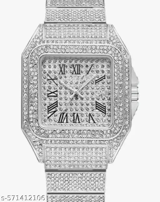 New Trending Analog Watches Diamond Watches For New Generation Boys & Mens (Special For Party Wear) Color - Silver