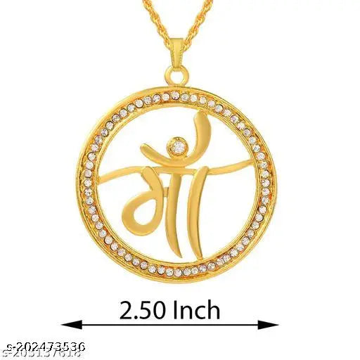 Treanding stylish new hindu religious Gold plated MAA symble locket with gold chain pandent nacklace for boy/men and girls//women