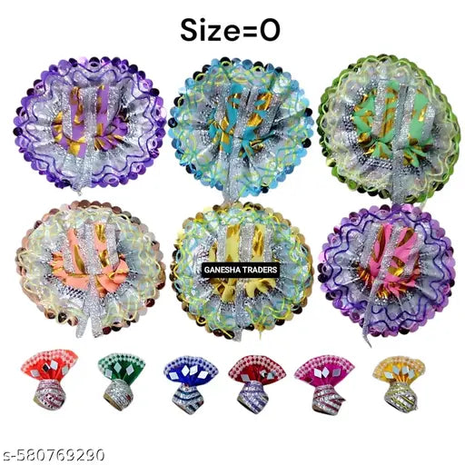 GANESHA TRADERS Laddu gopal ji 6 poshak 6 silk pagdi (size=0) combo of 12*
