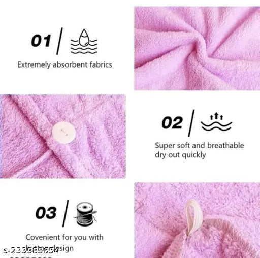 Hair Towel Wrap Turban Microfiber ' Hair Dry Towel Quick Dry Hair Had Trying Shower Head Towels Wrapped Bath Cap Anti Frizz Hair Care Dryer Towel For Women Girl Wet/Long /Curly/Phick Hair Shower Cap Heavy Quality Hair Wrap Towel Pack Of 2 ( Random Colour)