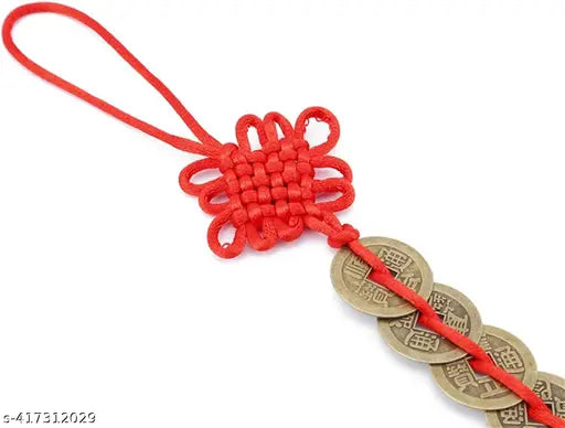 PAYSTORE Exclusive Feng Shui Coins with Red Chinese Knot String Vintage Lucky Coin Wealth Charm Home Car Decoration