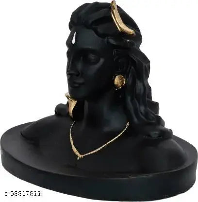 Adiyogi Shiva Statue & Rudraksha Mala for Car Dash Board, Pooja & Gift, Mahadev Murti, Idol, Lord Adiyogi Shankara for Home & Office Decor (ADIYOGI JI in Black)