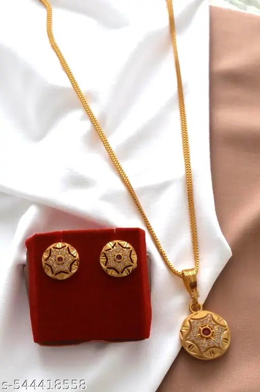 American stones  studded stylish Daily wear 24 inch long pendal set