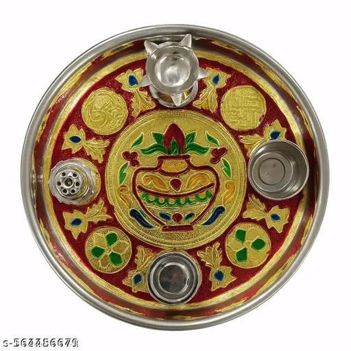 Pride Kitchen Puja Thali for Home & Temple | Decorative Pooja Thali for Festivals & Daily Prayer