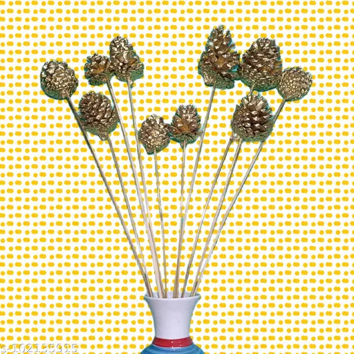 Bunch of Handmade Golden pine Artificial flower sticks Without Pot for decor home office indoor decor festive decor