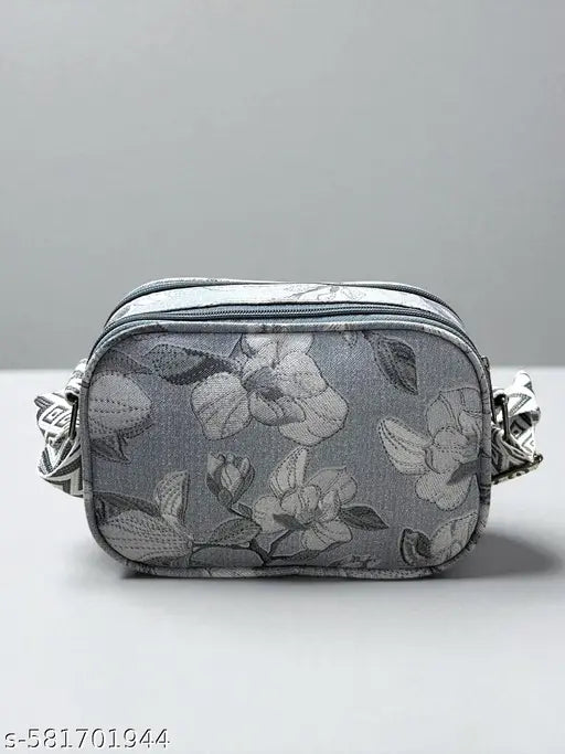 vougish attractive women grey PU sling bags/Full hand work bag/sling bag for women/party wear bag for women/long bag for women/wedding bag for women/Cotton Fabric sling bag for women