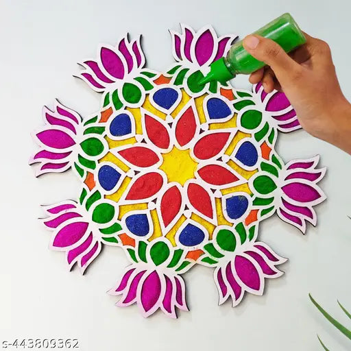 Portable Rangoli (12 inches) Stencil for Decor DIY Craft Reusable Templates for Floor Table Just Fill with Rangoli Atta or Grains for Navratri Pongal Pooja Mandir Rangoli Mats for Decoration