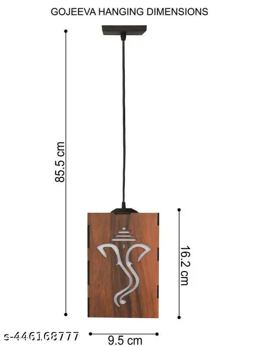 TrendyHouse Ganesh Wooden 10 Watts Ceiling Carved Pattern Pendant Hanging Lamp | Modern Hanging Lamp | Designer Hanging Lamp, Brown, Rectangular (GFBH_027)
