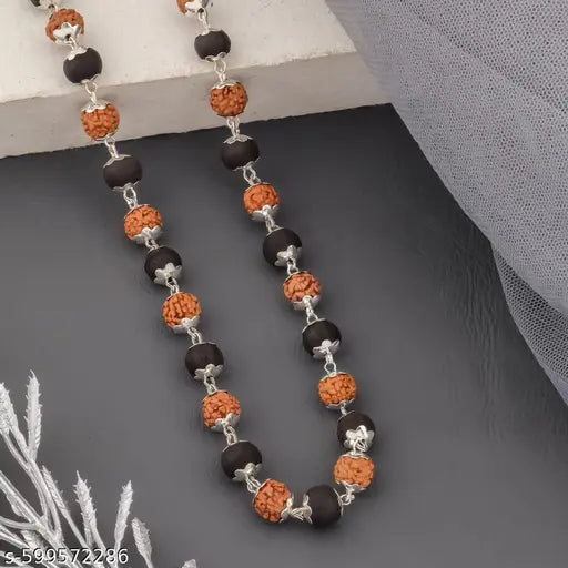 Rudraksha Karungali Mala – Spiritual Protection Necklace for Men & Women | Puja, Japam & Meditation Use