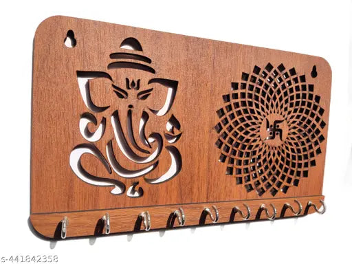 Keyholder Wall Hanging Decor  Ganesha Keystand Lord Ganesha Key Holdar Hanger Swastik chakra  pack of 1