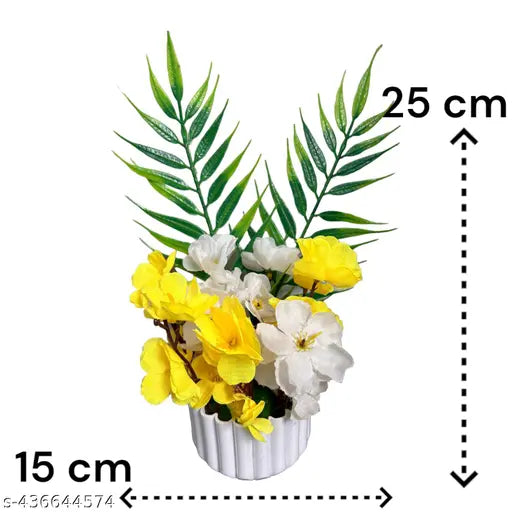 Artificial Flowers with Pot For Home Living Room Decoration (ONE SIDED GULDASTA) yellow
