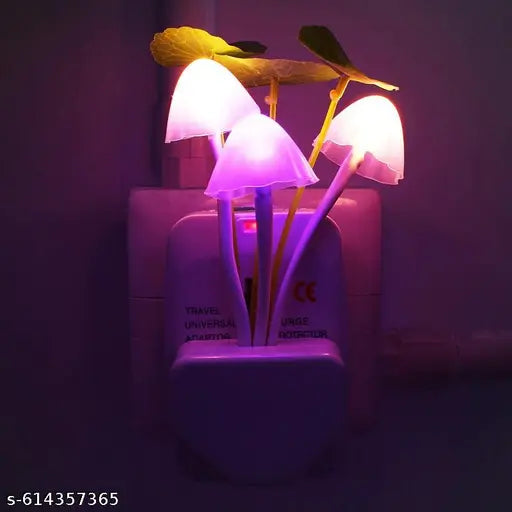 ( DIGITAL GlOW )GLUN Ma*gic 3D LED Night Lamp with Plug Smart Sensor auto On/Off and C*lor Change Mushroom Flowers Beautiful Illumination Home Decoration Lights for Bedroom Corridor (Multicolour) (Single Pack)