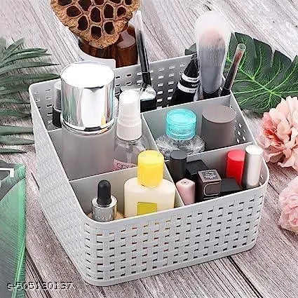 Plastic Storage Basket,  Multipurpose Desk Organizer Stationary Storage Stand Cosmetic Basket Makeup Holder Box for Home, Office, Desk and Study Table  GRAY COLOUR